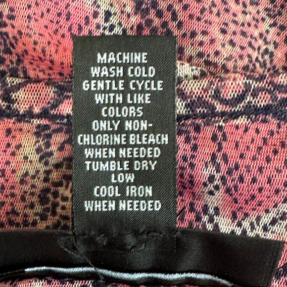 INC International Concepts Surplice Top Womens L Pink Snake Print Sheer Y2K Boho - Picture 5 of 5